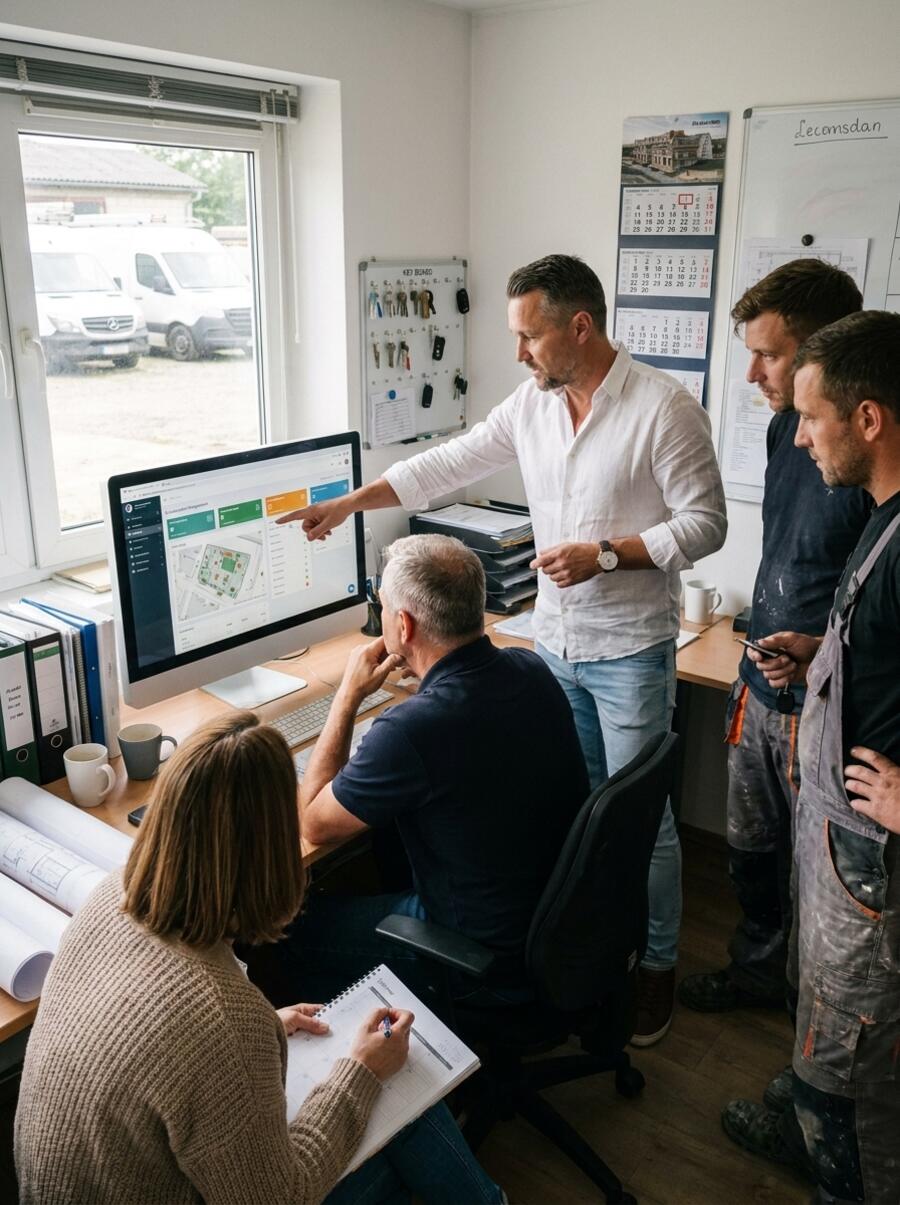 Das Büro plant die Trupps am Bildschirm